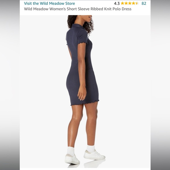 NWT Wild Meadow navy ribbed knit polo dress with decorative buttons size medium - Picture 3 of 7